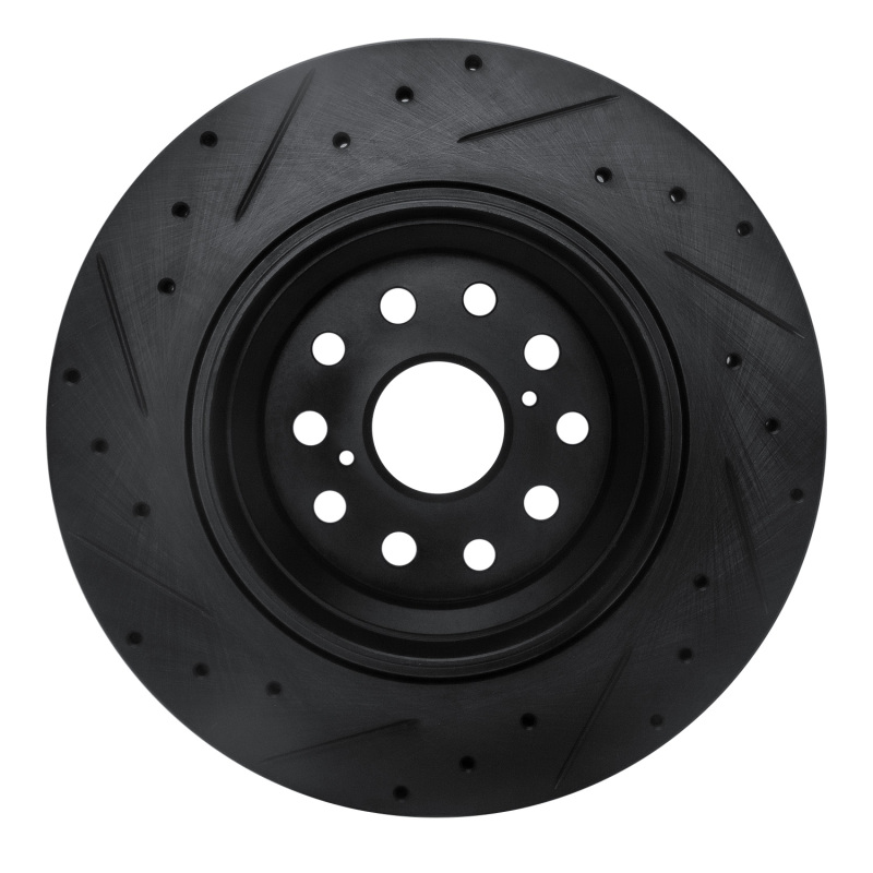 Lexus LS460 Brake Rotor (1) - Right Rear - R1 Concepts - Drilled & Slotted - Black - `07-`17